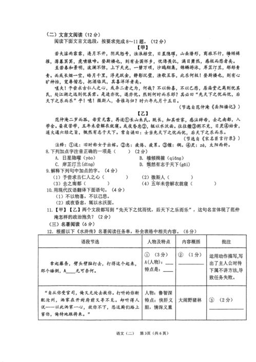 2023年海南省海口市第十四中學(xué)集團(tuán)初中學(xué)業(yè)水平模擬考試 二 語文試題 圖片版無答案